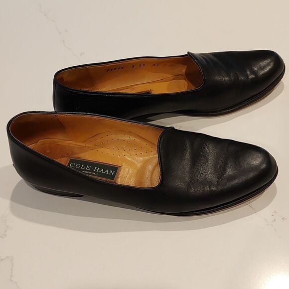 Cole-Haan Kathan Black Leather Slip-On Loafers Made in Italy - Picture 1 of 8